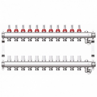 Коллекторная группа STI СМ11F в сборе с расходомерами (11 вых.) с регулирующими кранами и расходомерами