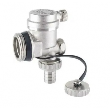 TIM Концевой элемент для коллектора 1" НР (воздухоотводчик со встр. дренажный клапаном) (компакт)