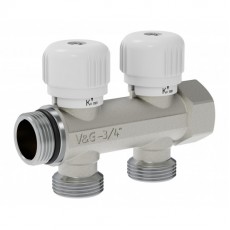 VG Коллектор 2 выхода с вентилями 3/4"х3/4" ЕК, латунь