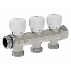 Коллектор 3 выхода с вентилями 3/4"х3/4" ЕК, латунь