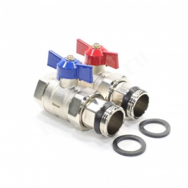 WAAG Кран шаровой ПРЯМОЙ  с полусгоном 1" для коллектора (комплект 2 шт)